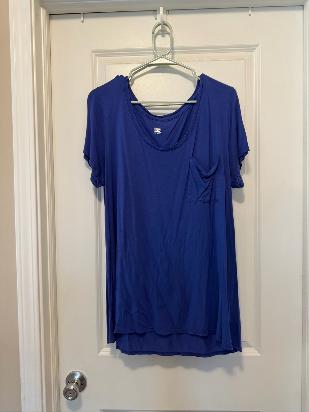 Relaxed Scoop Neck Pocket Tee - Purple/Blue